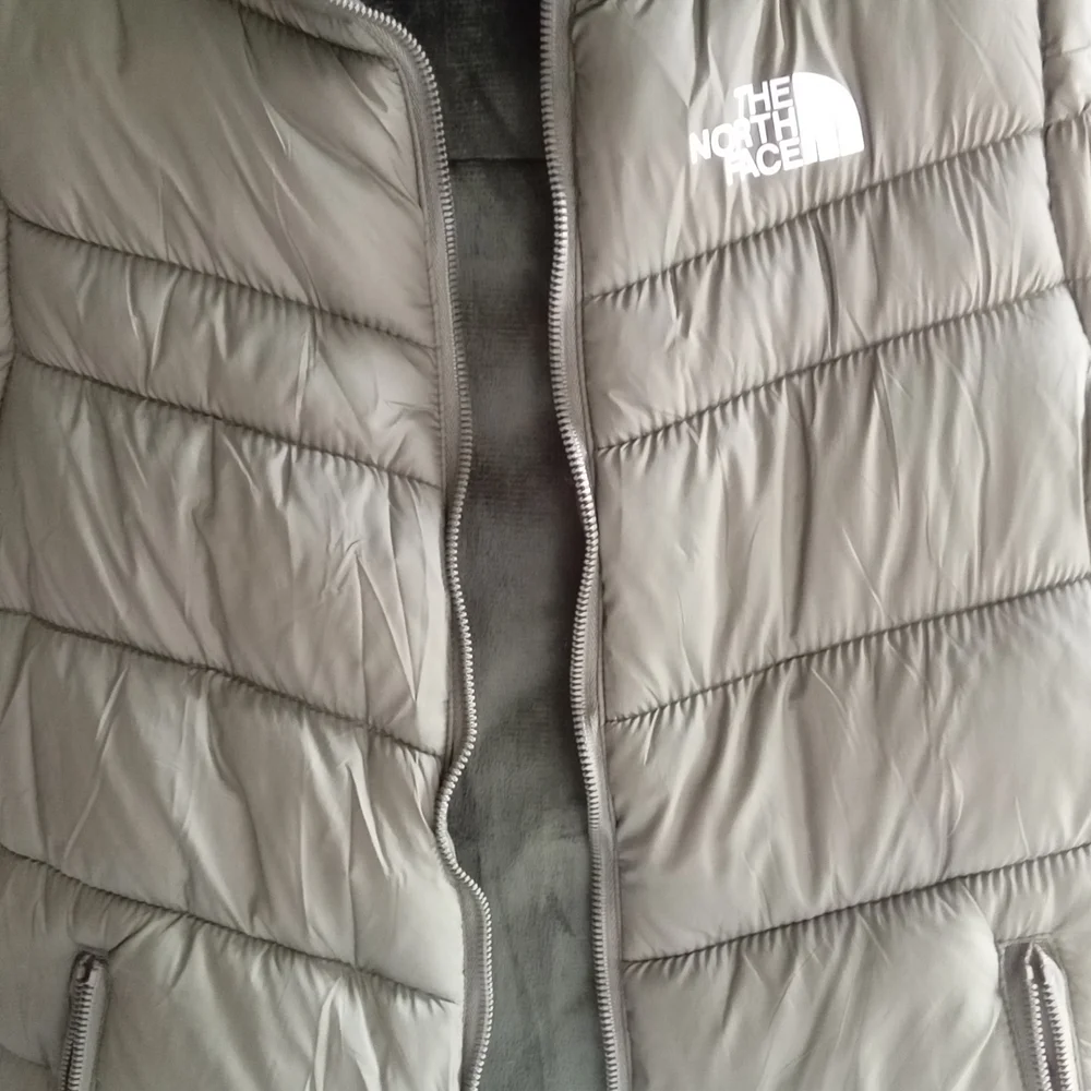 The North Face‎ Mens Puffer Vest Olive Green Quilted Full Zip Fleece Lined